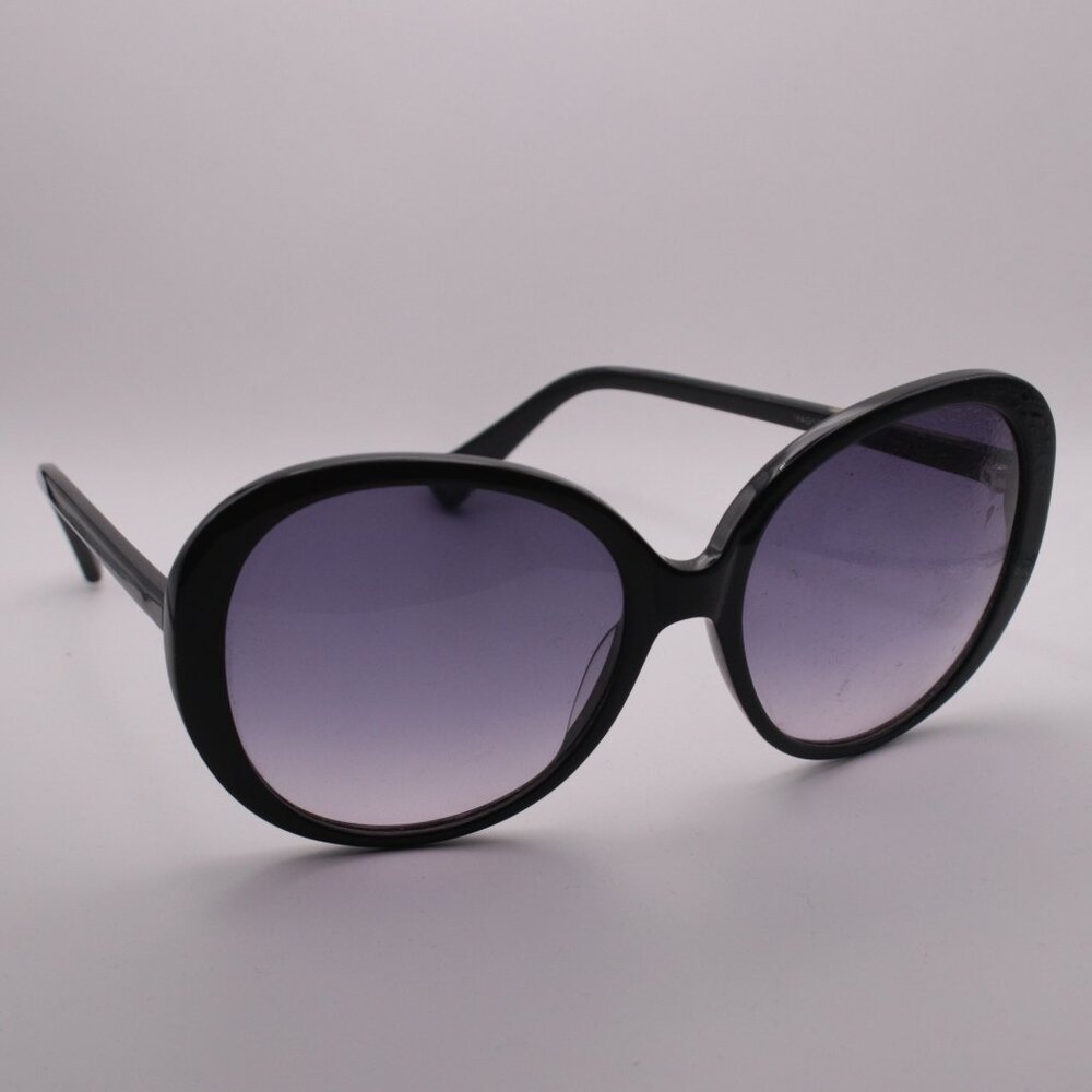 7 For All Mankind 'Magnolia' Black Acetate Oversized Oval-Round Sunglasses